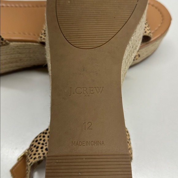 J Crew Platform Espadrilles Sandals Open Toe Leopard Calf Hair Animal Print 12 - Picture 11 of 11